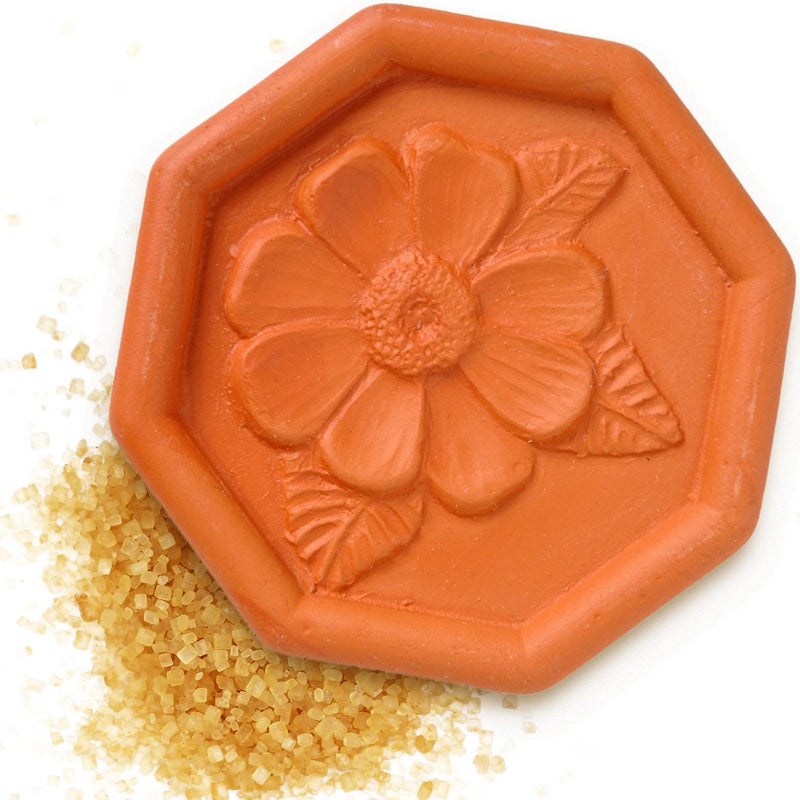 JBK Pottery Terracotta Brown Sugar Saver â€“ Handmade Terra Cotta Keeper with Decorative Flower Discs â€“ Food-Safe, Made in the USA - Flower - Image 1